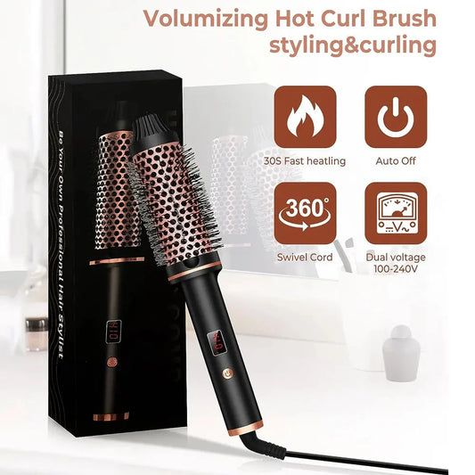 TINSOL 3-in-1 Ion Curling and Straightening Iron Professional Curling Wand Heated Styling Comb Heat-Resistant Comb